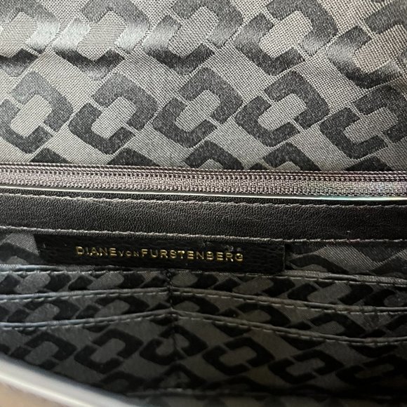 Diane von Furstenberg Croc Embossed Leather Clutch (Black) - Picture 5 of 5